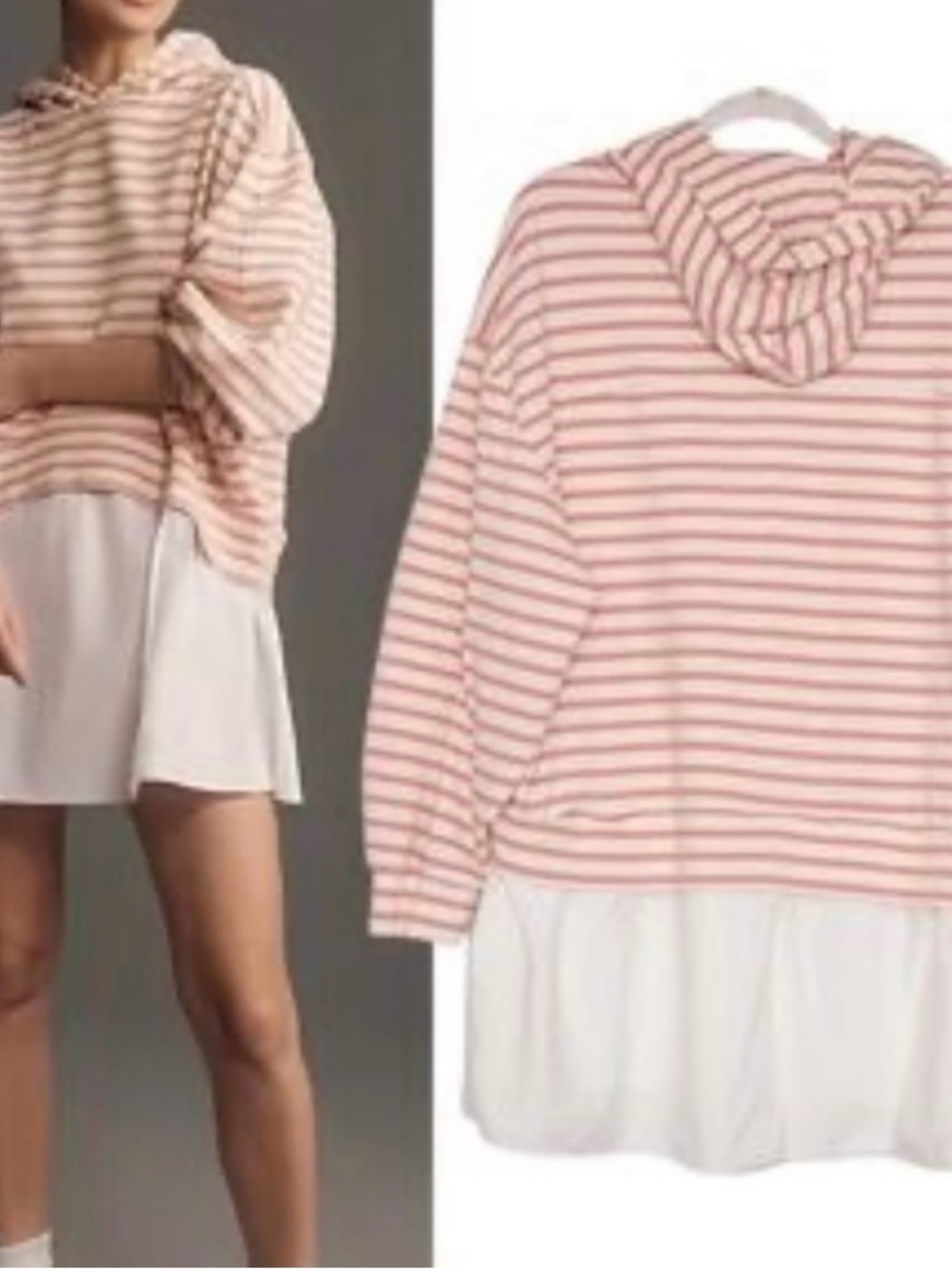 Anthropolohie Pilcro punk and Cream Striped Hooded Tunic. Excellent condition